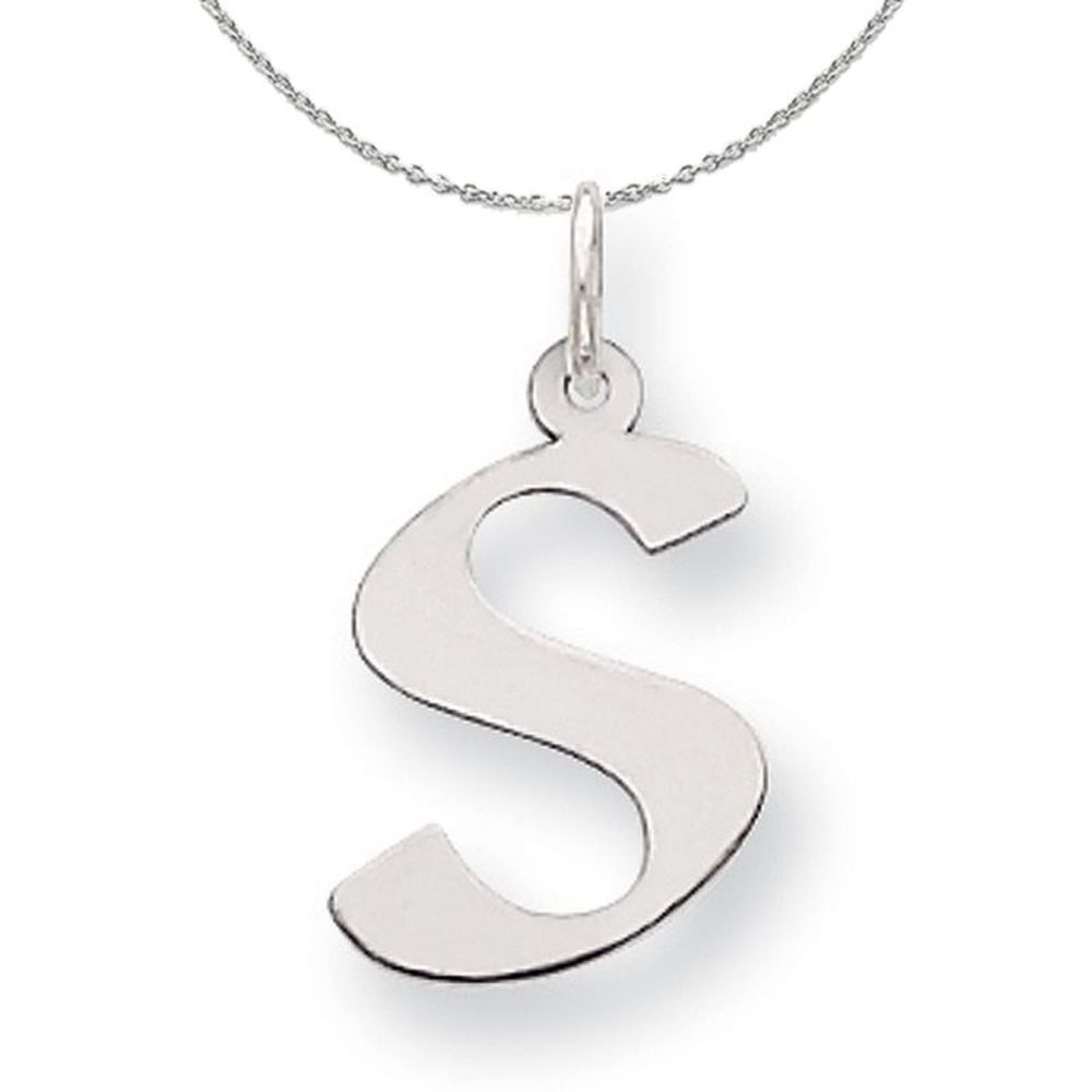 Silver Karlie Collection Block Initial Charm Letter S Necklace - 16 In